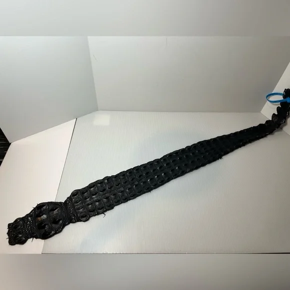 Genuine Alligator Leather Black Tanned Exotic Hornback Hide /Skin - Picture 10 of 16